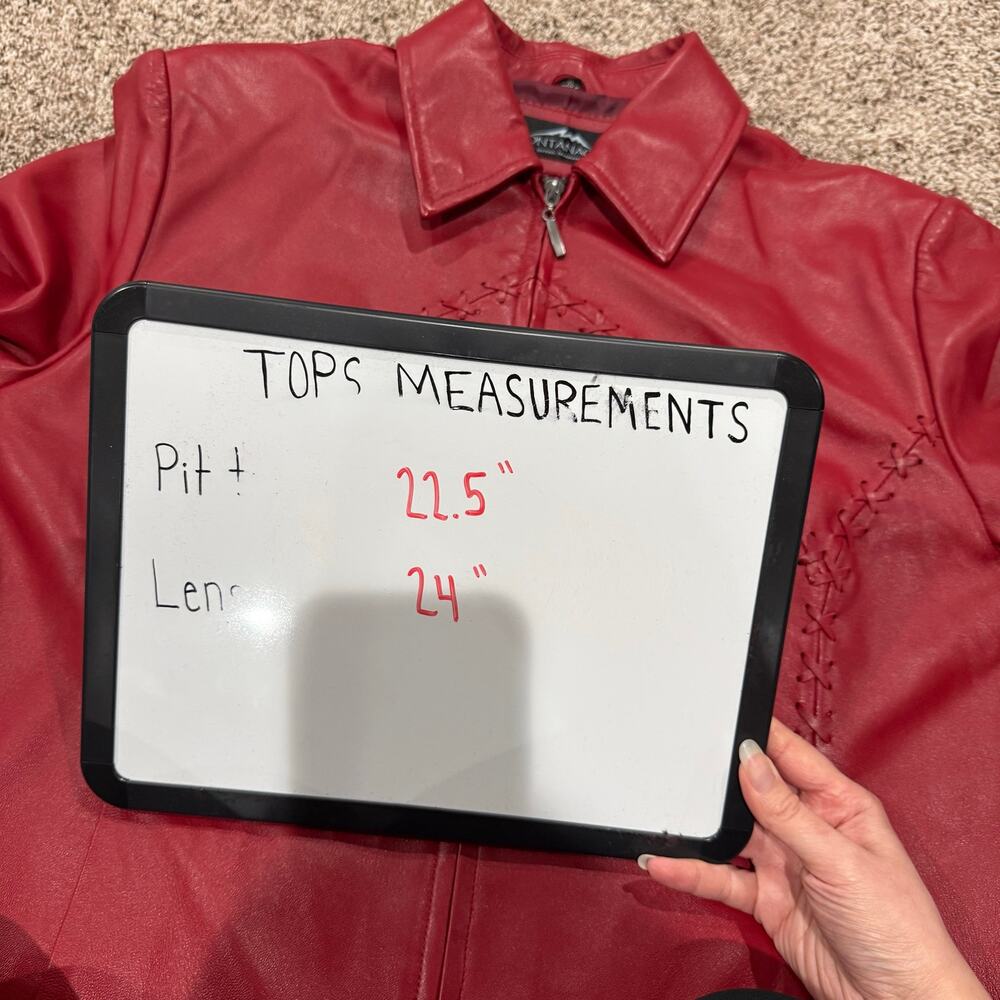 Women's Red Braided Lattice Western Cowgirl Montanaco 100% Leather Zip Jacket XL - Picture 10 of 10